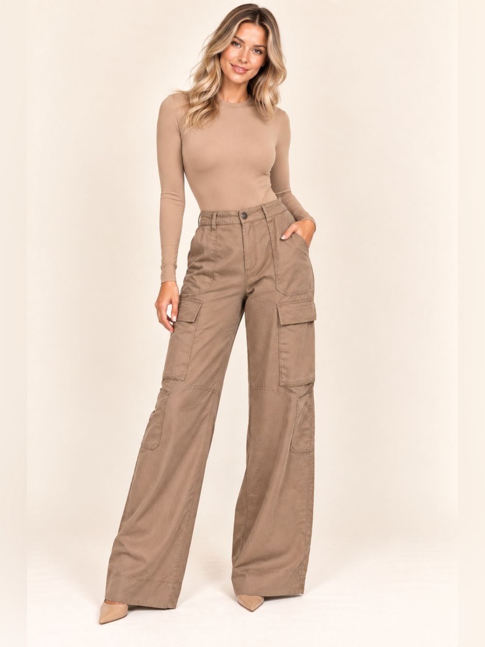 Vince Wide Leg Cargo Cargo Pants Taupe Khaki Size 10